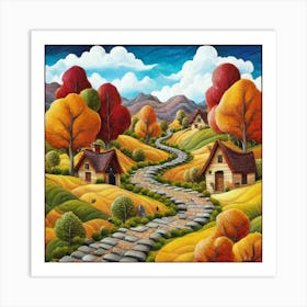 The Winding Road Home. In the middle of the meadows 14 Art Print