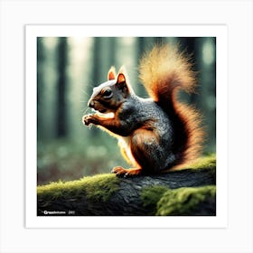 Squirrel In The Forest 204 Art Print