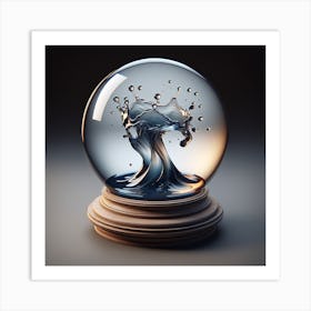 Liquid 3D Splash Inside A Crystal Ball Art Print