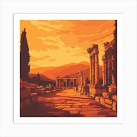 Sunset At Delphi Art Print