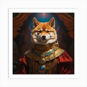 cinematic bust portrait of psychedelic shiba inu, head and chest only, exotic alien features, Tim Hildebrandt, Wayne Barlowe, Bruce Pennington, donato giancola Art Print