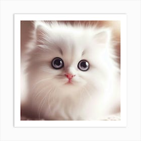 Cute White Kitten Art Print