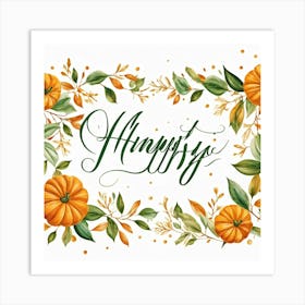 An Autumnal Handwritten Calligraphy Horizontal Leaf Shaped Typography Triumphantly Announcing The A 1 Art Print