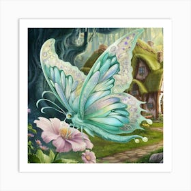 Fairy House With Butterfly Art Print