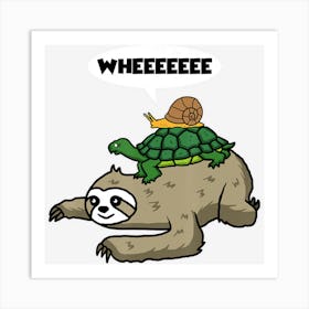 Sloth Sloth Turtle Snail Art Print