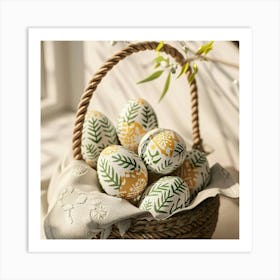 Easter Eggs In A Basket 6 Art Print