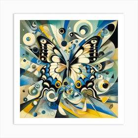 Cubism Butterfly Modern Art v2 Art Print