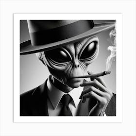 Alien Smoking A Cigarette Art Print