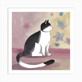 Cat With Butterflies 1 Art Print