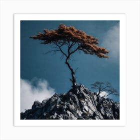Lone Tree On Top Of Mountain 47 Art Print