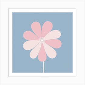 A White And Pink Flower In Minimalist Style Square Composition 710 Art Print