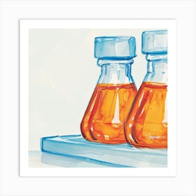 Illustration Of Two Flasks Art Print