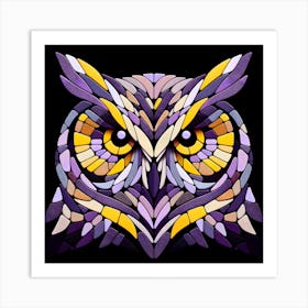 Stained Glass Owl mosaic art Art Print