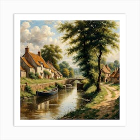 Village By The Canal Art Print