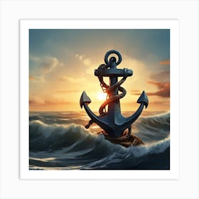 Anchor In The Sea Art Print