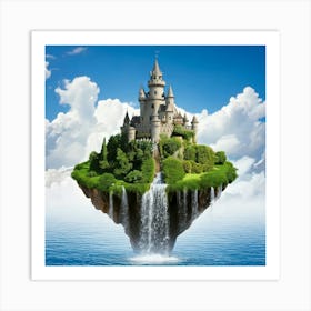 Firefly Whimsical Castle On Floating Islands With Waterfalls 36801 (2) Art Print