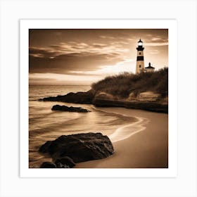 Lighthouse At Sunset 51 Art Print