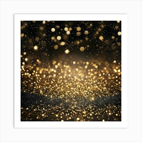 Gold Glitter Bokeh Background 1 Art Print