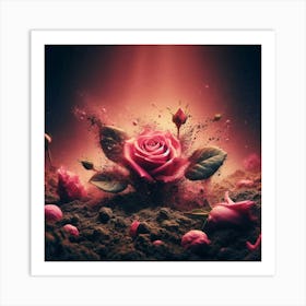 Pink Roses In The Dirt Art Print
