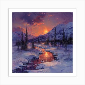 Sunset In The Mountains 7 Art Print