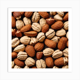 Nuts On Black Background 2 Art Print