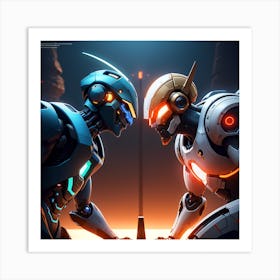 Robots Fighting Art Print