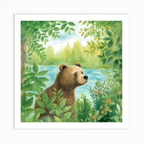 Brown Bear In The Forest Art Print