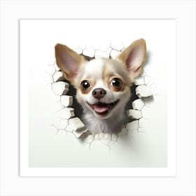 Chihuahua Dog Through The Hole Art Print