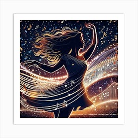 Dancer With Music Notes Art Print