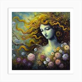 Woman With Long Hair Art Print