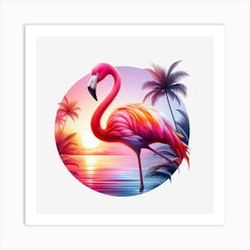 Flamingo At Sunset 4 Art Print