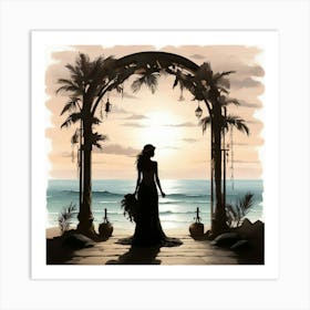 Boho Art Romantic seaside silhouette Art Print