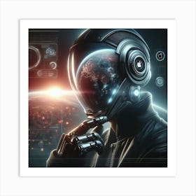 Futuristic Man In Space 3 Art Print