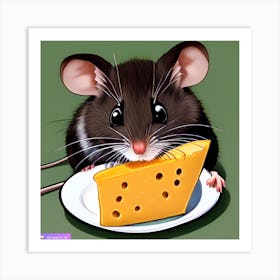 Pop Art Print | Mouse With A Plate Of Cheese Art Print