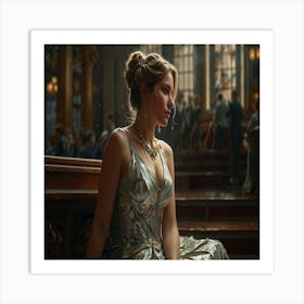 Woman In A Silver Dress Art Print