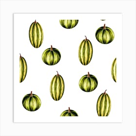 Seamless Pattern Of Green Gourds Art Print