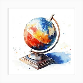 Watercolor Globe Art Print