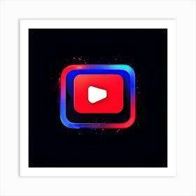 Youtube Video Streaming Platform Media Content Icon Logo Red Play Watch Channel Subscrib (5) Art Print