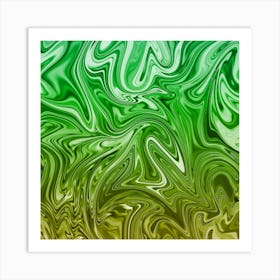Green And Yellow Liquid Marble Art Print