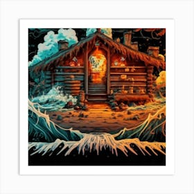 Wooden hut left behind by an atomic explosion 2 Art Print
