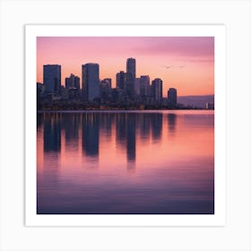 Cityscape At Sunset Art Print