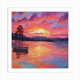 Sunset On The Lake Art Print