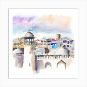 Watercolor Of A City Art Print