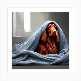 Red Setter In Bed Art Print