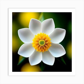 White Flower With Yellow Center Art Print