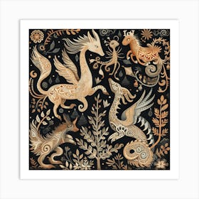 Nordic Animal Design Art Print