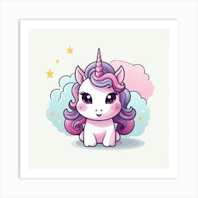 Unicorn With Rainbow Mane 3 Art Print