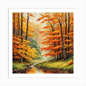 Forest In Autumn In Minimalist Style Square Composition 158 Art Print