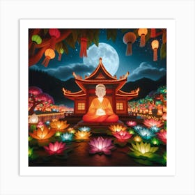 Buddha In The Temple Art Print