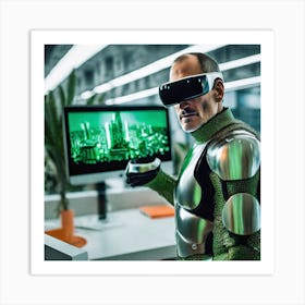 Futuristic Man In Vr Glasses 4 Art Print